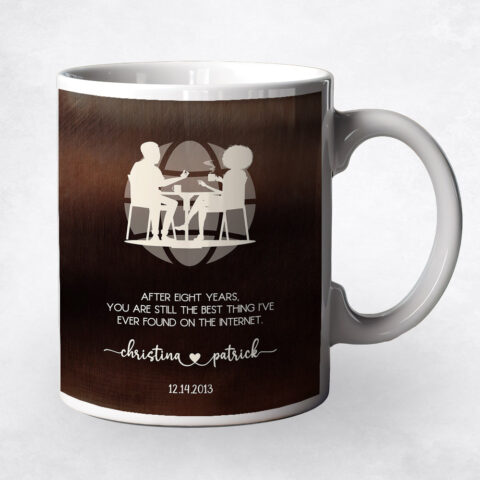 Couple Silhouette Internet Dating Bronze 8th anniversary Coffee Mug M-1568