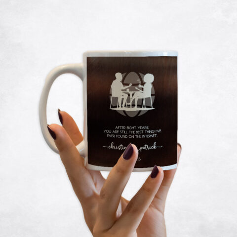 Couple Silhouette Internet Dating Bronze 8th anniversary Coffee Mug M-1568