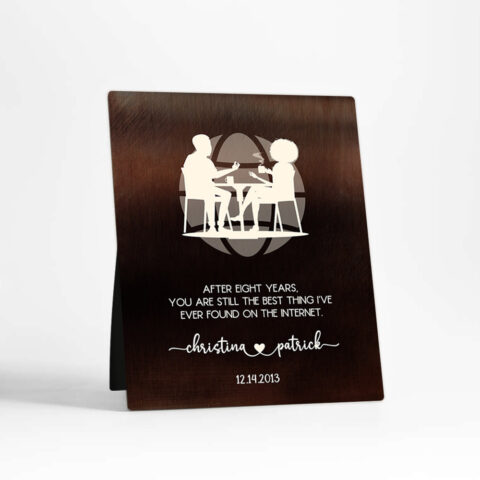 Couple Silhouette 8th anniversary Bronze Desktop Plaque Gift for couple D-1568