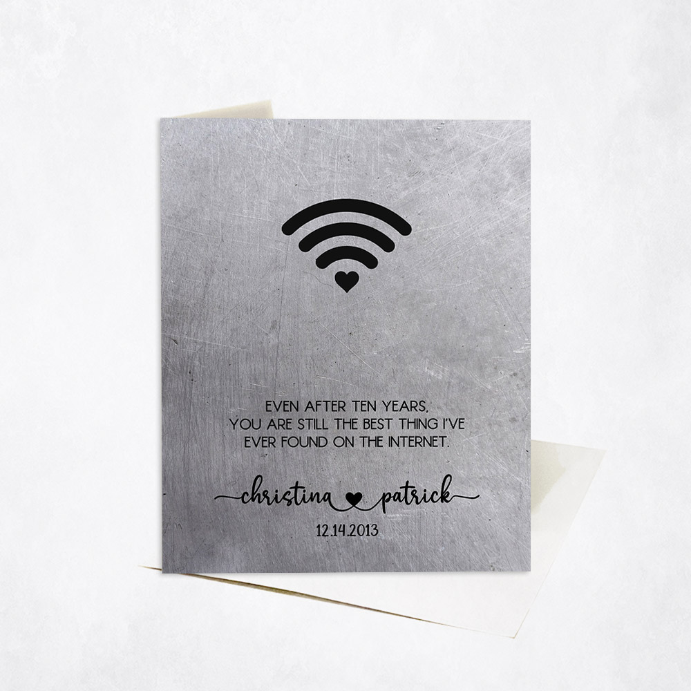 Picture of Wifi Signal Internet Dating App Relationship Quote 20th anniversary Stationery Card C-1570