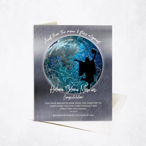 Moon Phase Star Map When the Moon and Stars Aligned Quote graduation Stationery Card-1575