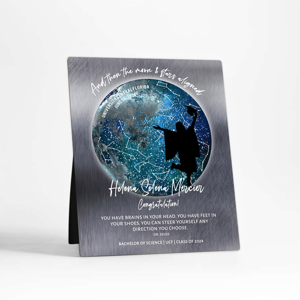 Single image of Star Map and Moon Phase graduation Tin Desktop Plaque