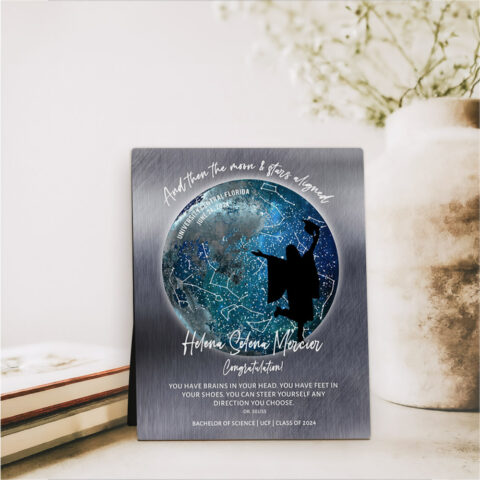 Star Map and Moon Phase graduation Tin Desktop Plaque Gift for graduate D-1575