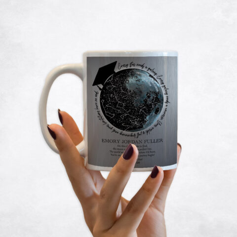 Moon Phase Black Star Map Mortarboard Tin graduation Coffee Mug M-1577