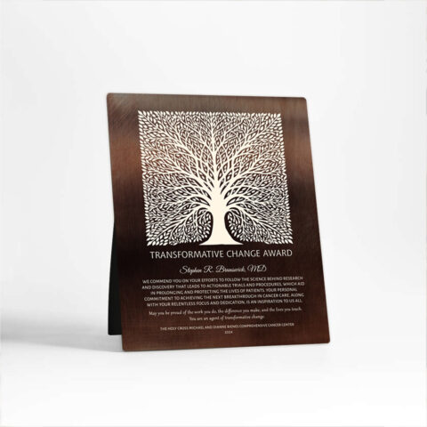 Elaborate Square Tree Medical Recognition Bronze Desktop Plaque Gift for mentor D-1582