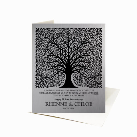 Elaborate Square Tree Hundreds of Tiny Threads 10th anniversary Stationery Card-1583