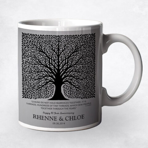 Elaborate Square Tree Tiny Threads Tin 10th anniversary Coffee Mug M-1583