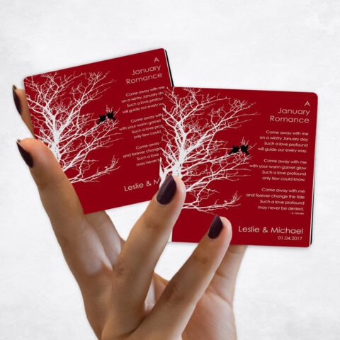 engagement White Branchy Tree on Red Magnet Set MAG-1701