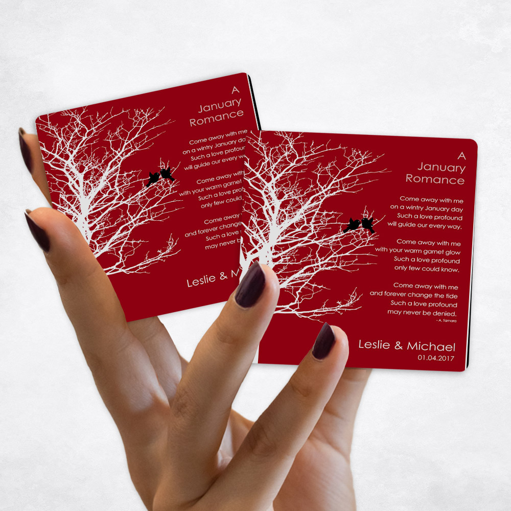 Close up picture of engagement White Branchy Tree on Red Magnet Set MAG-1701