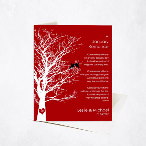 January Winter Romance Branchy Tree Poem engagement Stationery Card-1701