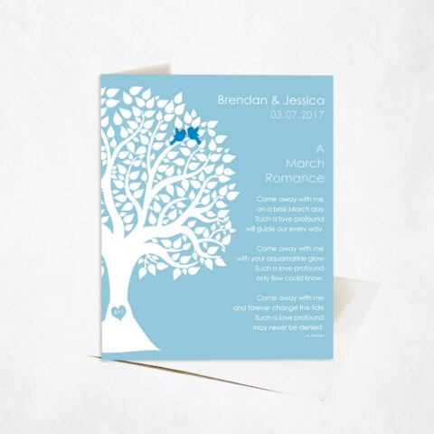 March Spring Romance Silhouette Tree Poem engagement Stationery Card-1703