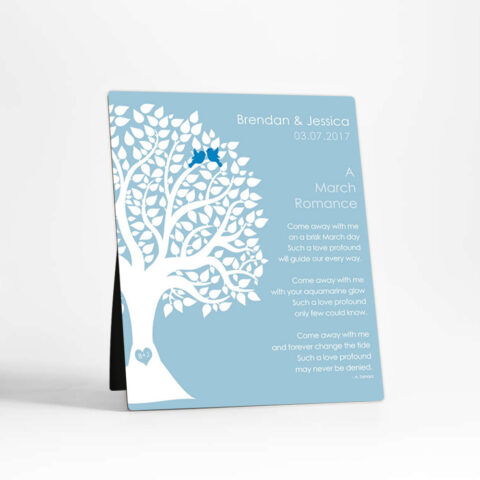 March Birthstone Tree engagement  Desktop Plaque Gift for couple D-1703