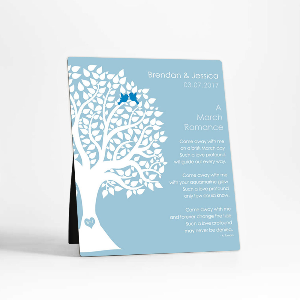 Single image of March Birthstone Tree engagement  Desktop Plaque