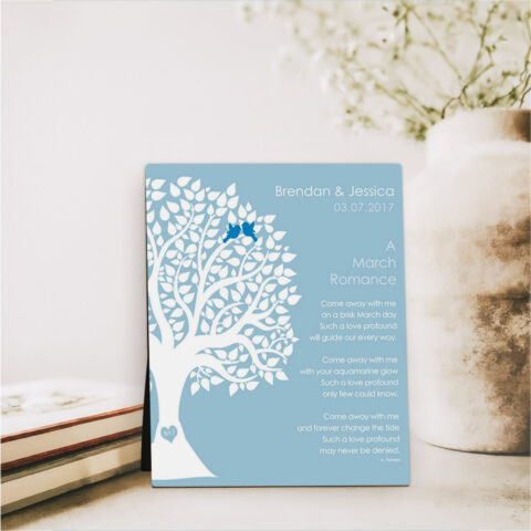 March Birthstone Tree engagement  Desktop Plaque Gift for couple D-1703