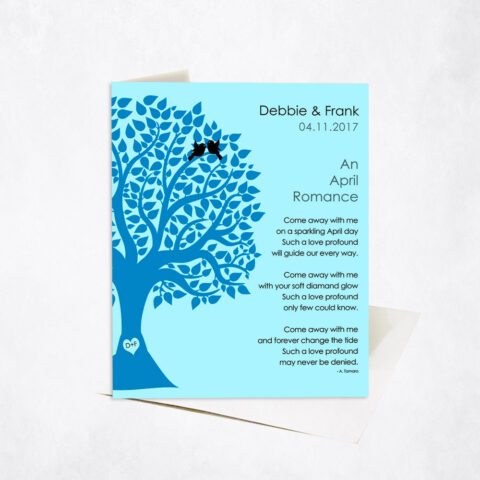 April Spring Romance Silhouette Tree Poem engagement Stationery Card-1704