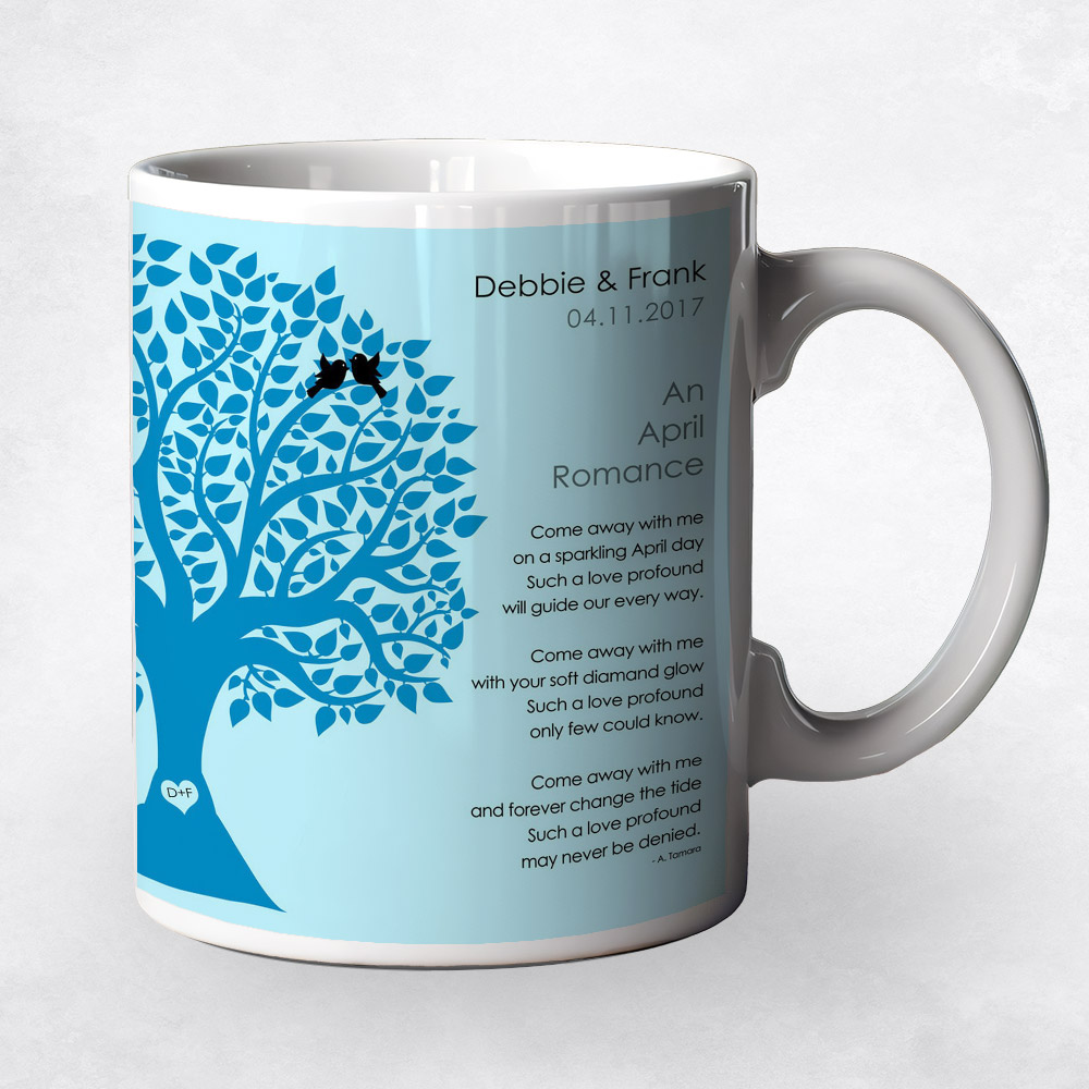 Closeup image of Blue Silhouette Tree  engagement Coffee Mug M-1704