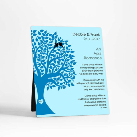 April Birthstone Tree engagement  Desktop Plaque Gift for couple D-1704