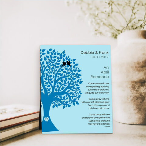 April Birthstone Tree engagement  Desktop Plaque Gift for couple D-1704