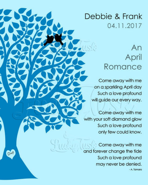 April Romance Love Poem Personalized Engagement Anniversary For Wife Diamond Wedding Day Gift For Husband #1704