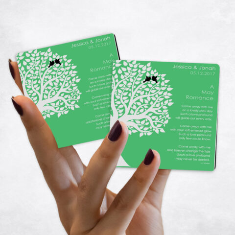 engagement White Silhouette Tree on Green Magnet Set MAG-1705