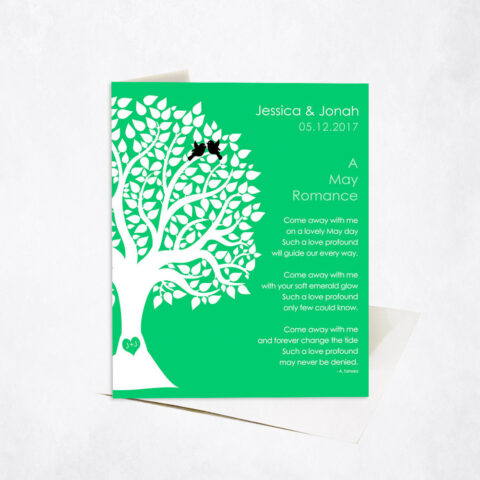 May Spring Romance Silhouette Tree Poem engagement Stationery Card-1705