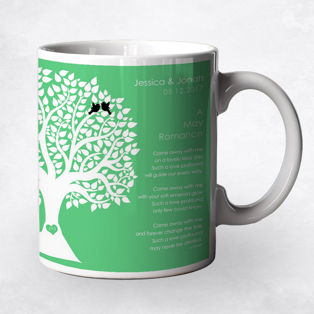 Closeup image of White Silhouette Tree  engagement Coffee Mug M-1705