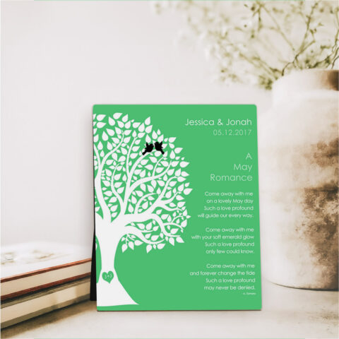 May Birthstone Tree engagement  Desktop Plaque Gift for couple D-1705