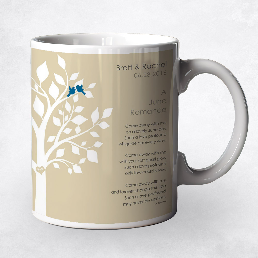 Closeup image of White Modern Tree  engagement Coffee Mug M-1706