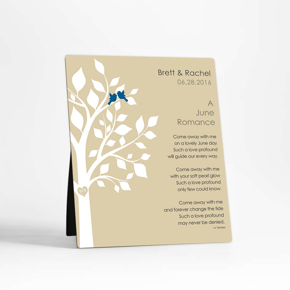 Single image of June Birthstone Tree engagement  Desktop Plaque