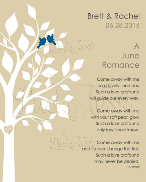 June Romance Love Poem Personalized Engagement Anniversary For Wife Pearl Wedding Day Gift For Husband #1706