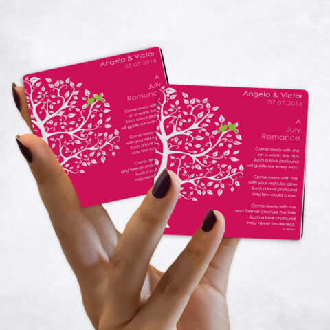 engagement White Curly Tree on Pink Magnet Set MAG-1707