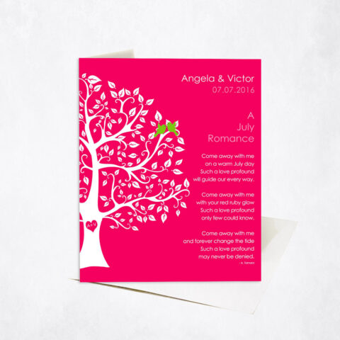 July Summer Romance Silhouette Tree Poem engagement Stationery Card-1707