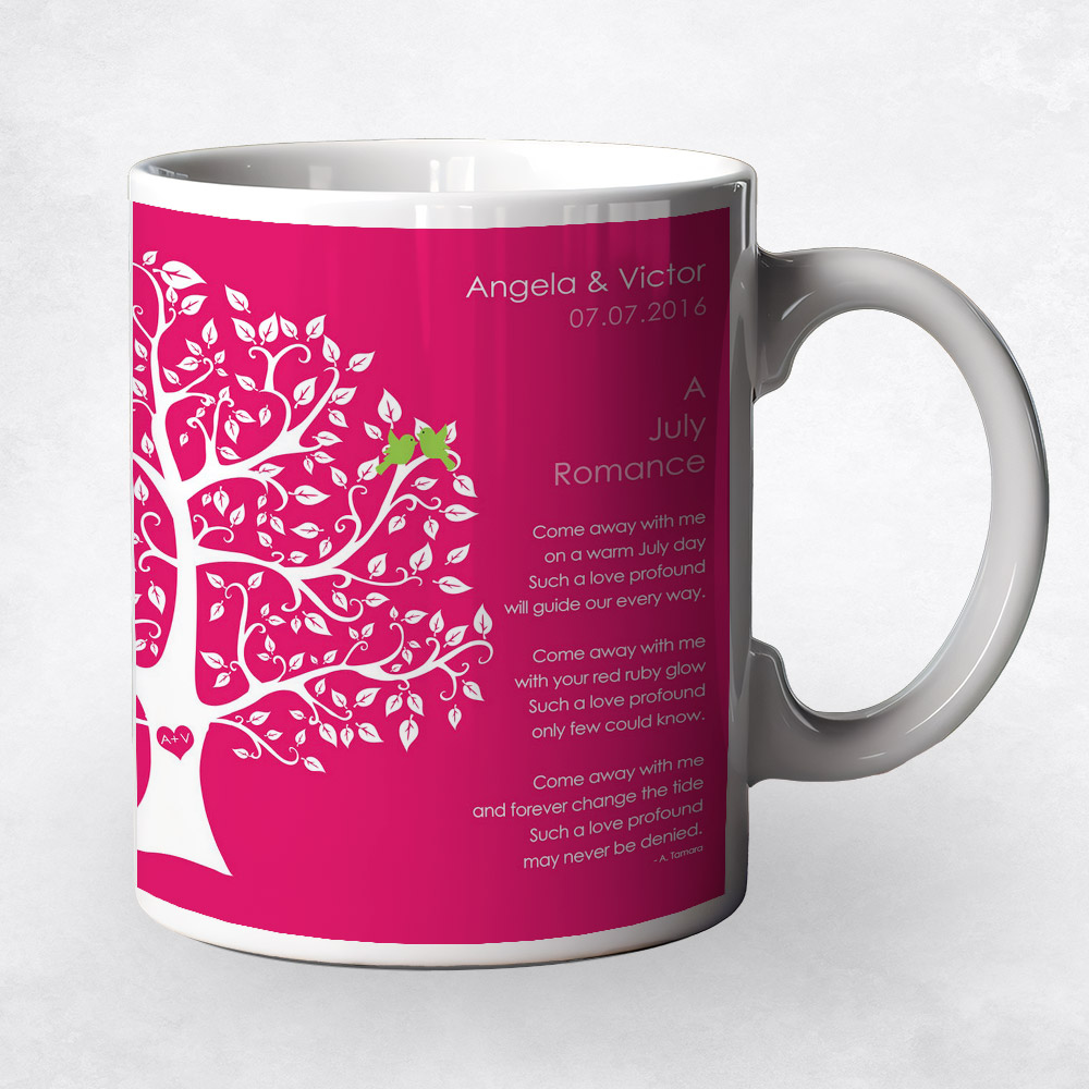 Closeup image of White Curly Tree  engagement Coffee Mug M-1707