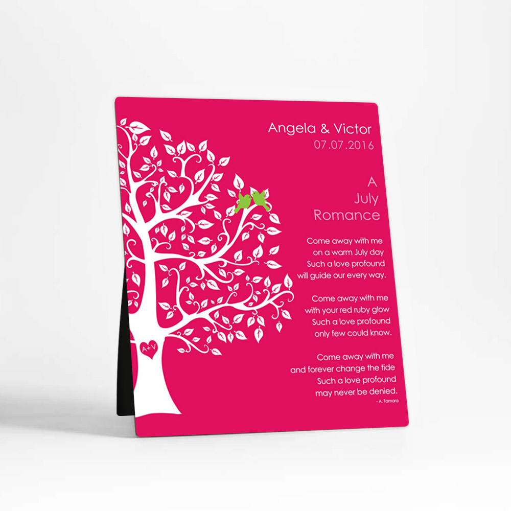 Single image of July Birthstone Tree engagement  Desktop Plaque