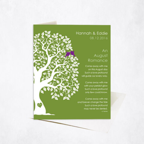 August Summer Romance Silhouette Tree Poem engagement Stationery Card-1708