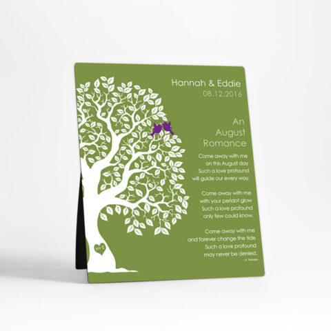 August Birthstone Tree engagement  Desktop Plaque Gift for couple D-1708