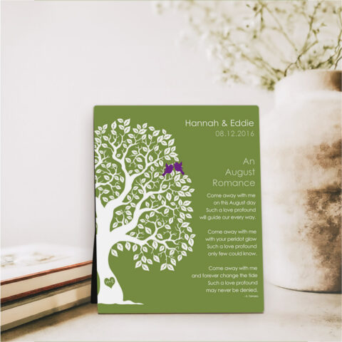 August Birthstone Tree engagement  Desktop Plaque Gift for couple D-1708