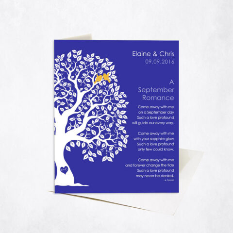 September Autumn Romance Silhouette Tree Poem engagement Stationery Card-1709