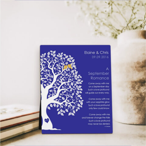 September Birthstone Tree engagement  Desktop Plaque Gift for couple D-1709