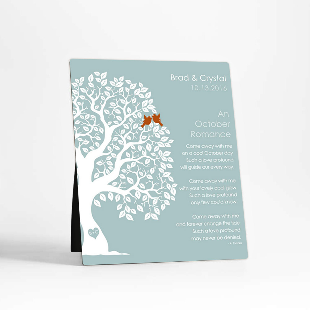 Single image of October Birthstone Tree engagement  Desktop Plaque