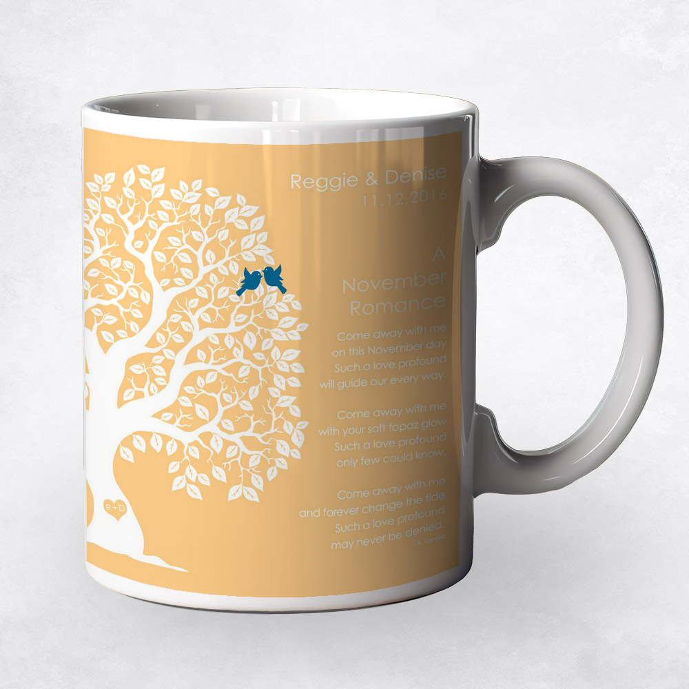 Closeup image of White Owl Tree  engagement Coffee Mug M-1711