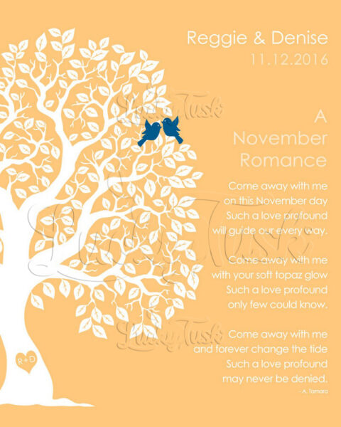 November Romance Love Poem Personalized Engagement Anniversary For Wife Topaz Wedding Day Gift For Husband #1711