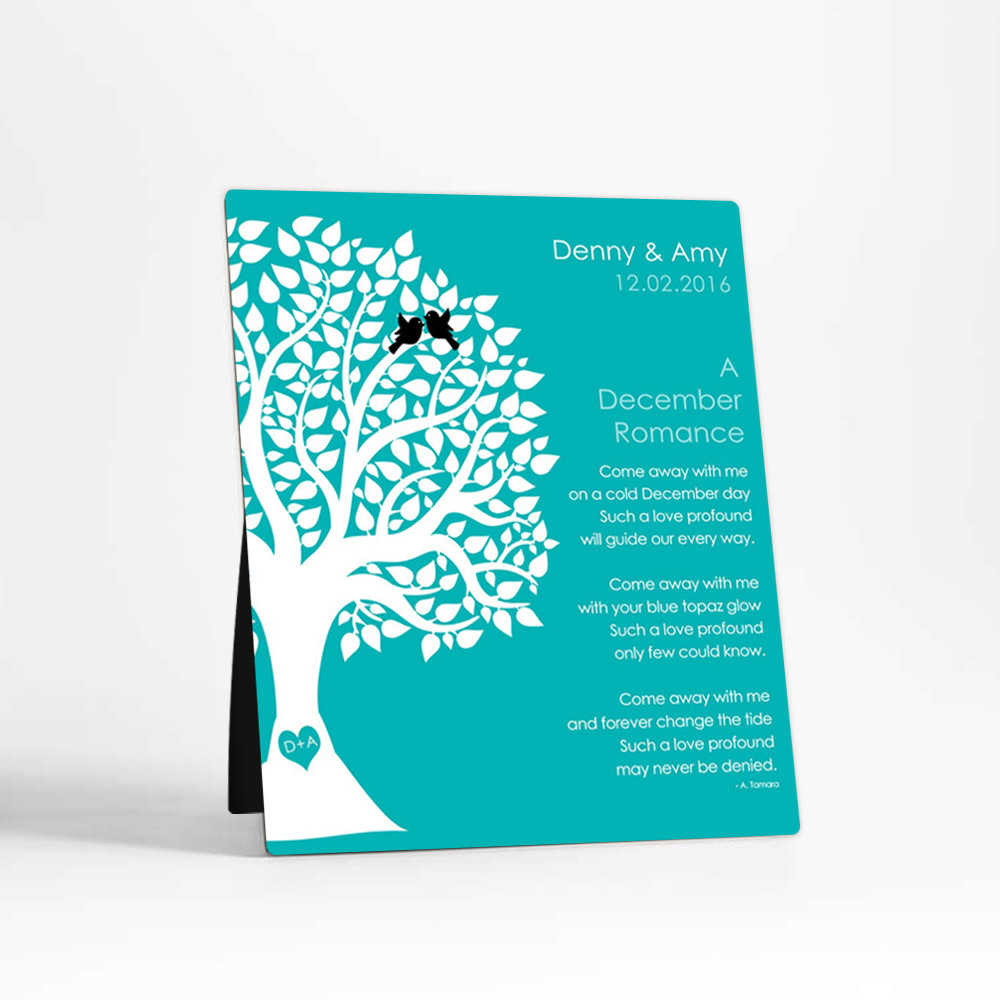 Single image of December Birthstone Tree engagement  Desktop Plaque