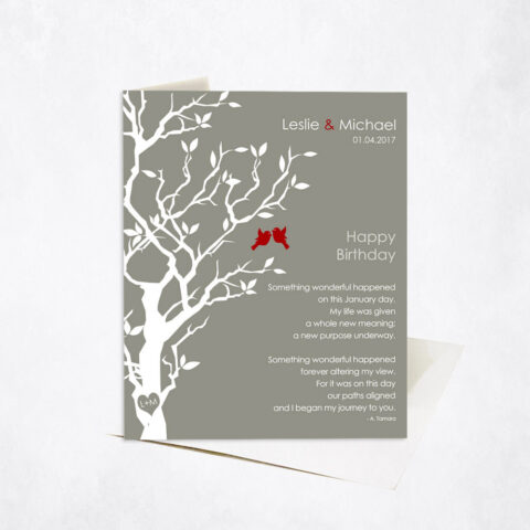 January Birthday Knobby Tree Poem spouse birthday Stationery Card-1713