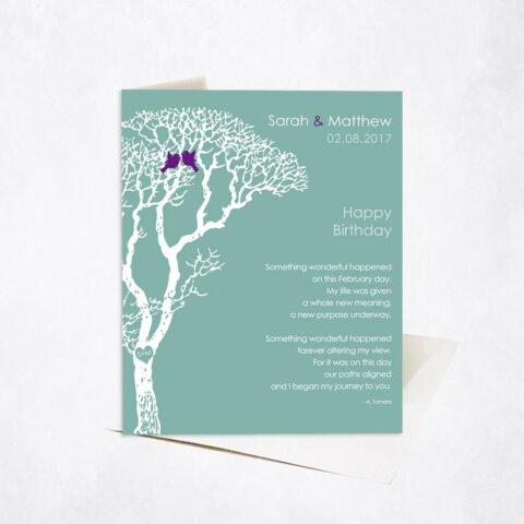 February Birthday Bare Tree Poem spouse birthday Stationery Card-1714