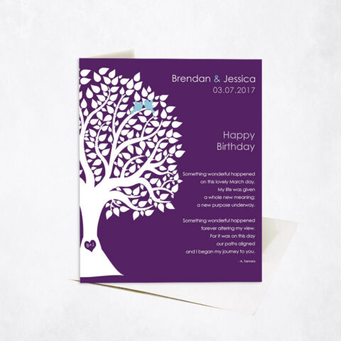 March Birthday Silhouette Tree Poem spouse birthday Stationery Card-1715