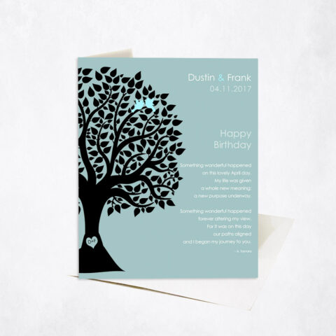 April Birthday Silhouette Tree Poem spouse birthday Stationery Card-1716