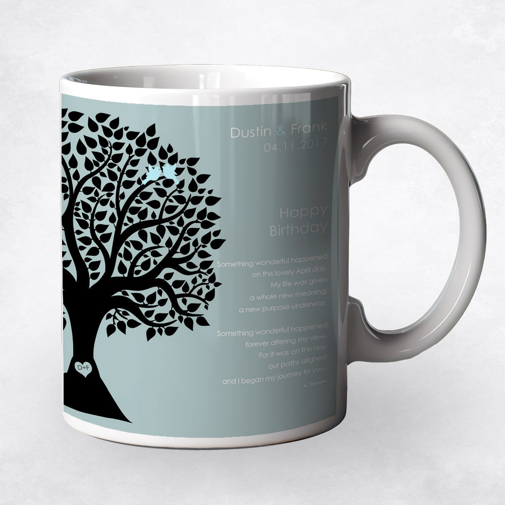 Closeup image of Black Silhouette Tree  spouse birthday Coffee Mug M-1716