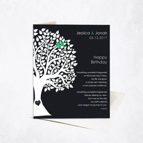 May Birthday Silhouette Tree Poem spouse birthday Stationery Card-1717