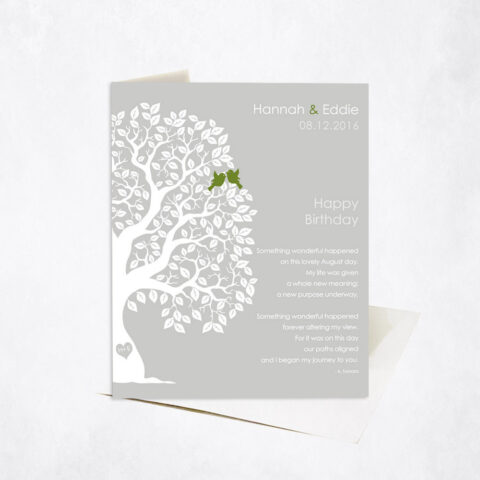 August Birthday Silhouette Owl Tree Poem spouse birthday Stationery Card-1720